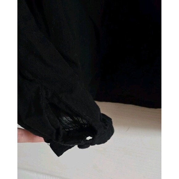 A.N.A. Womens Blouse Sz XL Black Long Sleeve Top Shirt Semi Sheer Floral Details - Picture 7 of 12